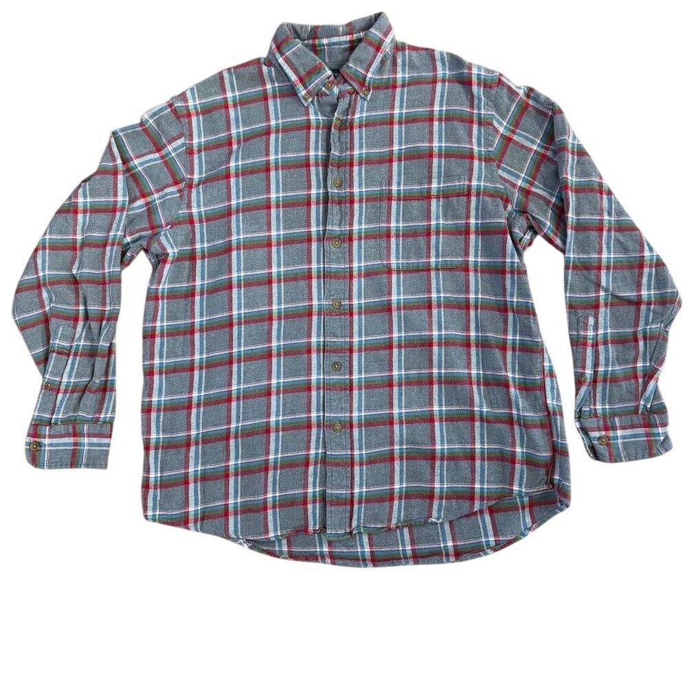 Lands' End Men's Plaid Long Sleeve Flannel Shirt Size Large 16-16.5